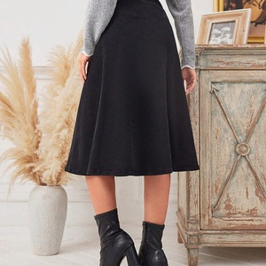 Jupe longue en jean décontractée pour femme, coupe trapèze, avec coutures, modèle personnalisé, dernière collection, haute qualité, vente en gros - Product Image 2