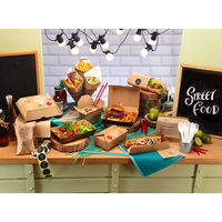 Boîte de frites en papier Kraft, boîte à Hamburger avec impression personnalisée, emballage de restauration rapide, vente en gros, 50 unités