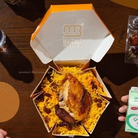 Boîte à lunch jetable Salade à emporter écologique Riz frit Kraft Papier alimentaire Poulet grillé avec boîte de riz Bukhari