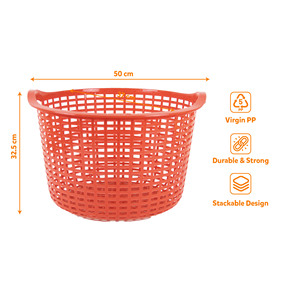 <b>Large</b> Blue Eco-Friendly Plastic <b>Storage</b> <b>Basket</b> with Handles Stackable Design for Clothing Use 50x37x32.5cm Virgin PP Material - Product Image 2