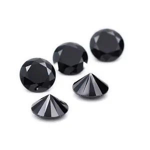 Wuzhou wholesale favorable price zircon stone Diamond Cut Round Synthetic 3A loose black CZ stone for Jewelry