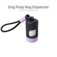 Distributeur de sacs à déjections canines portable avec mousqueton et attache pour laisse, rechargeable pour les promenades et les voyages