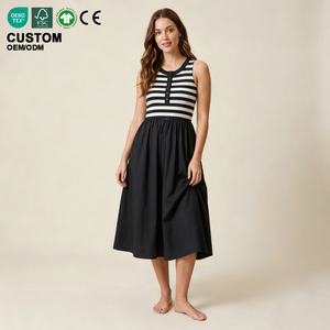 Camisón de Maternidad y Lactancia sin Mangas para Mujer, Ropa de Dormir Minimalista para Embarazadas, Certificado GOTS - Product Image 1