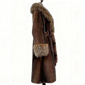 Garçon femmes hiver long épais manteau en fausse fourrure Trench Coat-Eco-Friendly col en V bouton avant doré vison velours vêtements d'extérieur - Product Image 6