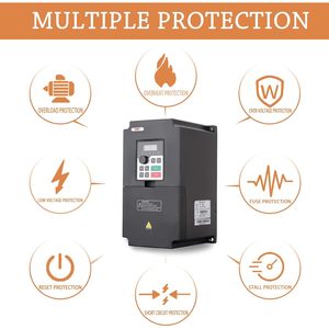 Qnk 4KW ขับความถี่แปรผัน220V อินเวอร์เตอร์เดี่ยวถึงสามเฟสสำหรับควบคุมความเร็วมอเตอร์แกนหมุน CNC - Product Image 6