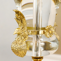 Lampe de table en cristal de laiton européen Jewellerytop, décoration intérieure, lampe de table de luxe avec abat-jour en tissu