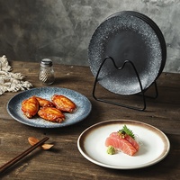 Assiettes rondes en céramique style Japandi pour hôtels et restaurants, assiettes à steak de 6/8/10 pouces en grès sous glaçure