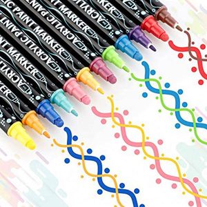Fiber Graffiti Acrylic <b>Paint</b> Custom Logo Dual Tip Dot Marker Pen Set for Wood <b>Rock</b> Painting Canvas Glass - Product Image 1