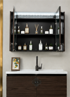 Ensemble de meubles de salle de bain pour hôtel moderne, armoire miroir intelligente, meuble de rangement mural, matériau céramique, garantie de 3 ans