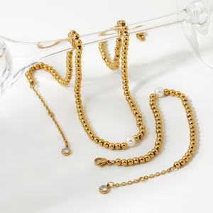 18K Gold Stainless Steel Beads <b>Bracelet</b> Fashion Necklace <b>Freshwater</b> Natural <b>Pearl</b> Necklace Factory Fashion Jewelry - Product Image 6