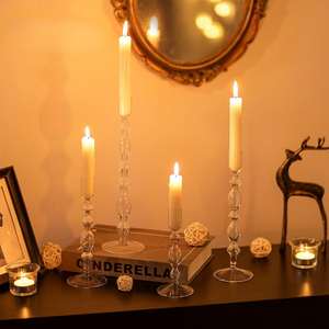 Ensemble de supports: 4 pièces chandeliers en verre transparent supports coniques vintage pour chandeliers, bougie unique stic - Product Image 3