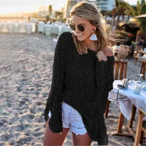 Spring Summer Amazon Knitwear Women New Style Plus Size Europe USA Crochet Solid Bikini Beachwear Cover Up