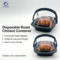 Conteneur jetable en PP noir pour poulet rôti avec couvercle, directement de l'usine