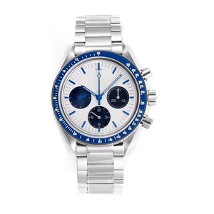 Luxury Cartoon Blue Ceramic Case White Dial Stainless Steel Chronograph Tachymeter <b>Waterproof</b> Sapphire Unisex <b>Watch</b> - Product Image 2