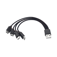 Kabel Splitter USB-A ke USB-C Jantan 20CM Hitam Tahan Lama dengan Pengisian Cepat 5A, Pelindung Kepang, Selubung PVC - Multifungsi 4-in-1