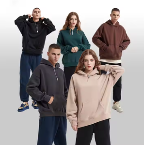 Dropshipping Vêtements de rue chauds à la mode Sweats à capuche pour hommes unisexes en coton et polyester épais avec logo personnalisé sans ficelle et à épaules tombantes - Product Image 1