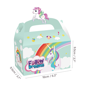 Huancai – boîtes à bonbons avec découpes en papier, 12 pièces, dessin animé, <span class=keywords><strong>licorne</strong></span>, cadeau, gâteau, boîte de friandises pour enfants, fournitures de fête d'anniversaire - Product Image 5