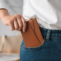Dompet Kartu Kulit Tipis Anti RFID Wanita Custom Logo TWW107 dengan Kantong Resleting