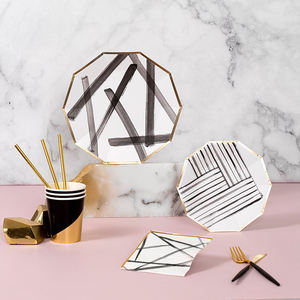 Assiettes en papier écologiques de 8 pouces (8 pièces) à blocs de couleurs, vaisselle de fête, fournitures de table pour anniversaire, Noë<span class=keywords><strong>l</strong></span>, baby shower, mariage - Product Image 3