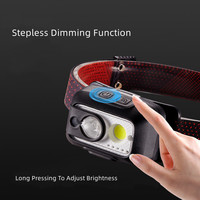 Lampe frontale de camping et de chasse à haute luminosité avec luminosité réglable, utilisation en cas d'urgence, indice de protection IP33, LED 5W, batterie rechargeable