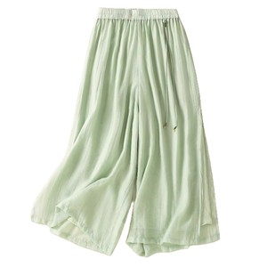 Casual Wide Leg Trousers Cotton Linen Blend Breathable Loose Fit Women's Summer Pants Black White Yellow Pea Green - Product Image 5