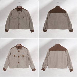 Nouvelle arrivée, veste en tissu <span class=keywords><strong>pied</strong></span>-<span class=keywords><strong>de</strong></span>-<span class=keywords><strong>poule</strong></span> contrasté personnalisée pour femmes, printemps - Product Image 3