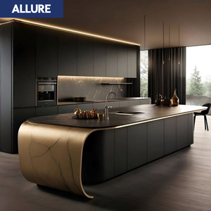 Fabricants Allure Armoire sur mesure Gabinetes De Cocina Completa Curve Island Armoire de cuisine <span class=keywords><strong>en</strong></span> acier inoxydable pour villa - Product Image 1