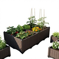Jardinière surélevée carrée pour jardin extérieur, design moderne et simple, en plastique PE durable, écologique, imperméable, pour légumes