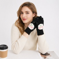 Gants d'hiver chauds à écran tactile, motif cerise douce, en polyamide, pour femme, accessoires d'extérieur, vente chaude