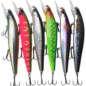 Señuelo Minnow de 115 mm y 14 g con triple anzuelo, hundimiento lento, labio largo, cebo artificial para pesca de lubina en agua dulce - Product Image 5