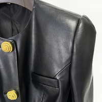 BA2349 Neues Design Schwarz Pu Leder Blazer Sexy Elegante Frauen Blazer Jacke Langarm Pu Oberbekleidung