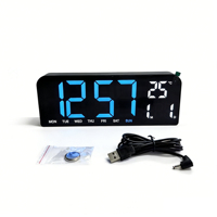 Horloge murale numérique moderne à grand écran LED, luminosité réglable, calendrier, heure, jour de la semaine, température, date, table/bureau, cadeau pour la maison