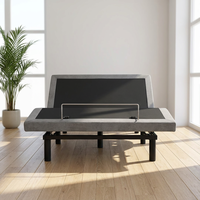 Cabecera de Madera Maciza para Cama Eléctrica Ajustable de Cuero Negro y Estructura de Cama Suave