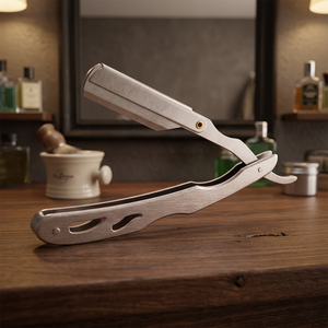 Mirha มีดโกนหนวดผู้ชายขอบตรง, มีดโกนหนวดสแตนเลสสีดำ - Product Image 4