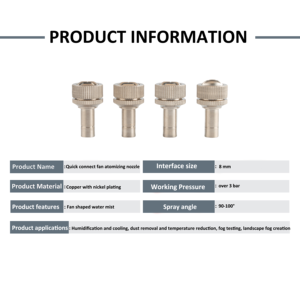 Nhanh chóng điều chỉnh hệ thống làm mát vòi phun áp suất thấp hình quạt 8mm Đầu nối vòi phun sương tưới vườn phun - Product Image 2