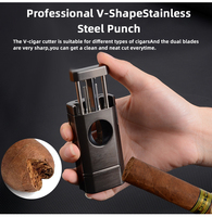 Briquet à triple flamme coupe-vent rechargeable au butane avec coupe-cigare, type Zippo