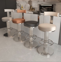 Tabourets de bar modernes en acier inoxydable, réglables en hauteur, pivotants, avec dossier, pour cuisine, bar à domicile et salle à manger