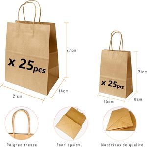 Bolsa de Papel Kraft Marrón Reciclable y Ecológica con Asas, Impresa Personalizada con Logotipo, para Comida para Llevar de Restaurantes - Product Image 5