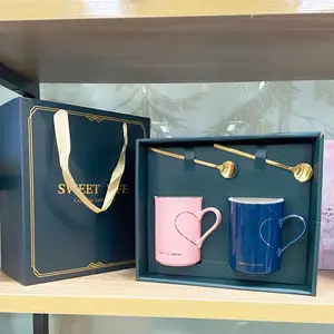 M. et Mme mugs Tasses à thé en céramique Couple tasses à café coffret cadeau pour couple cadeau de saint valentin
