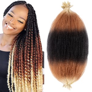 Perruques tressées pour femmes, 16-24 pouces, couleur ombrée, extensions de cheveux en fibre haute température, cheveux raides, bouclés ou torsadés - Product Image 1