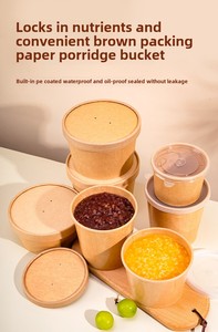 Boîte à bols en papier kraft <span class=keywords><strong>jetable</strong></span> écologique imprimé personnalisé Tasse à <span class=keywords><strong>soupe</strong></span> à paroi unique avec couvercle pour aliments à emporter et emballage de salade - Product Image 6