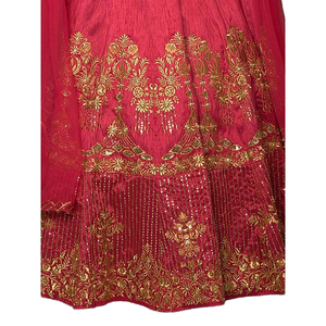 Robe de soirée rouge sophistiquée brodée Lehenga Choli pour les fêtes - Product Image 1