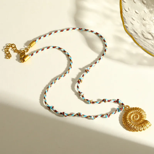Collar con Colgante de Concha Estilo Océano en Acero Inoxidable 304 Chapado en Oro de 18K para Mujer, Cadena de Cuerda Pura, Joyería Moderna - Product Image 4