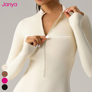 بدلة رياضية نسائية من Janya لصالة الألعاب الرياضية واللياقة البدنية، جمبسوت بياقة واقفة وأكمام طويلة وسحاب نصفي، قطعة واحدة مناسبة لليوجا للبيع بالجملة - Product Image 5