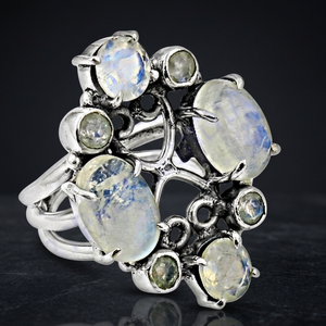 Art Palace, el más nuevo estilo, piedra lunar arcoíris, piedra preciosa, anillo de plata, joyería fina informal, Perla de diamante para regalo de compromiso de boda - Product Image 1