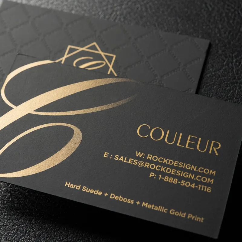 Cartes de visite porte-logo impression d'écran de nom épais de luxe carton ondulé noir et doré de haute qualité gaufrage CMJN-