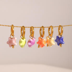 Pendientes de la serie Ocean, joyería, pendientes de acero inoxidable chapados en oro de 18 quilates, pendientes de gota de estrella de mar a la moda para mujer - Product Image 2