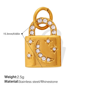 Nuevos Dijes Personalizados de Acero Inoxidable 2026, Joyería de Moda, Dijes con Circonita <span class=keywords><strong>Blanca</strong></span> en Forma de Corazón y Estrella, Baño de Oro 18K PVD para Fabricación de Joyas - Product Image 4