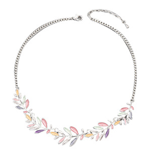 Collana con Ciondolo a Foglie Colorate Ji Xing, Collana Lunga con Ciondolo in Lega per Donna, Gioielli alla Moda - Product Image 4