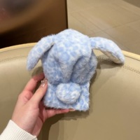 Coque de téléphone portable créative en peluche motif vache léopard avec oreilles de lapin amusantes et mignonnes pour iPhone Duo Fold, compatible charge sans fil, étanche et antichoc
